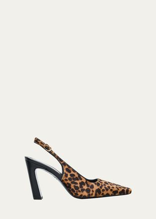 Stuart Weitzman 85mm Stassi Leopard Calf Hair Slingback Pumps
