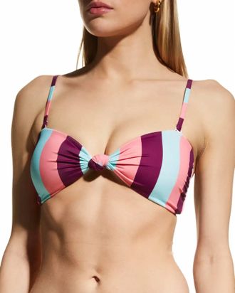Tanya Taylor Poppy Bikini Top In Salmon Rose Multi