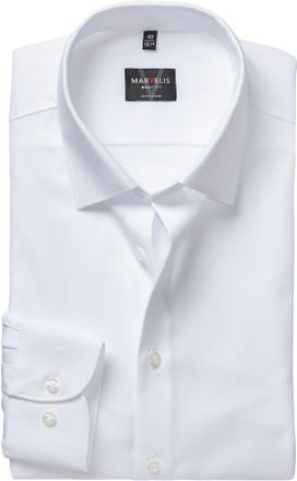 Marvelis Langarmhemd MARVELIS, Herren, Gr. 36, N-Gr, wei&szlig;, Web, Obermaterial: 100% Baumwolle, k&ouml;rpernah, 2-Knopf-Manschette, Hemden Langarmhemd, Kentkragen, Bu