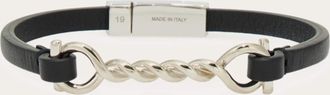Ferragamo Men Gancini leather bracelet (20cm) Black