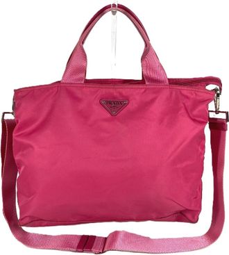 Prada Pink Nylon Handbag Shoulder Bag Tote Bag (Pre-Owned)
