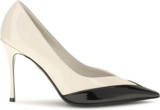 Ferragamo White Color Block Classic Pumps