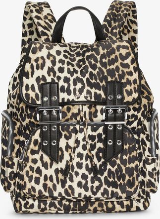 Ganni Mixed Leopard Bucky Nylon Backpack