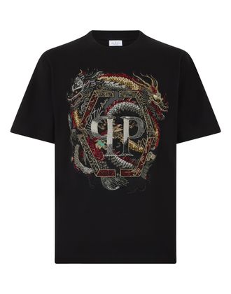 Philipp Plein Round Neck T-Shirt Dragon
