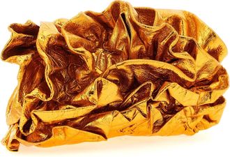 Dries Van Noten Womens Ruffle Clutch Orange Cow Leather