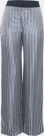 Lanvin White/navy Blue Striped Satin Trousers