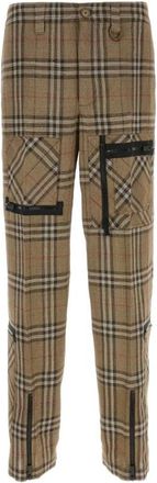 Burberry Geborduurde cargobroek van viscosemix - Heren - Straight fit broeken - Veelkleurig - L - Katoen - Broeken