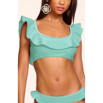 Ramy Brook Letty Ruffle Bikini Top in Seaglass at Nordstrom, Size X-Small