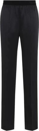 Tom Ford Broek met elastische tailleband - Dames - Straight fit broeken - Zwart - XS - Satijn - Broeken