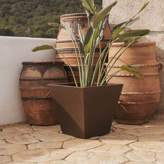 OEM Clavel 30 Macetero Cuadrado De Interior Y Exterior Para Plantas Y Flores Muy Resistente Al Paso Del Tiempo. Hecho De Polietileno En Espa&ntilde;a - Bronce
