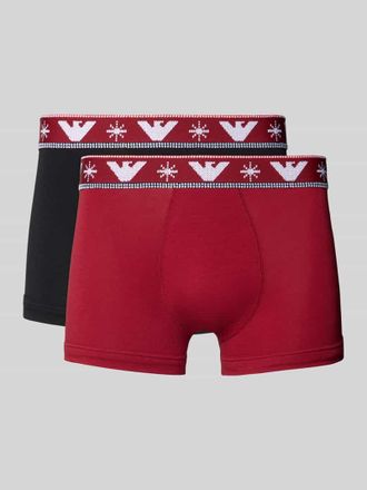 Emporio Armani Trunks mit elastischem Logo-Bund im 2er-Pack in Rot, Größe XL