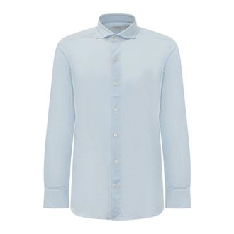 Finamore Toronto Achille Shirt - Heren - Zakelijke Overhemden - Blauw - 2XL - Katoen - Overhemden