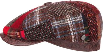 Lierys Carlento Patchwork Flat Cap Made in Italy Men Autumn Winter Red