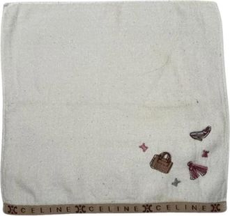 Celine Pre-owned Katoenen Sjaal - Dames - Vintage Accessoires - Wit - ONE Size - Katoen - Vintage
