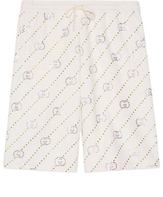 Gucci Cotton Jersey Shorts With Crystals Off White 693049-XJFY8-9088
