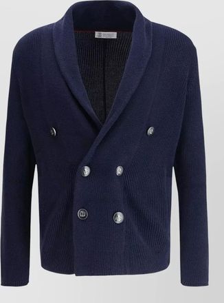 Brunello Cucinelli double breasted ribbed knit button cardigan