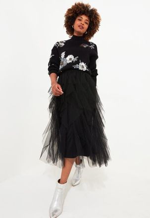 Joe Browns Tulle Midi Skirt in Black at Nordstrom, Size 16