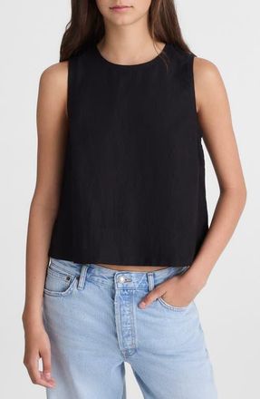Madewell Suki Sleeveless Linen Top in Jet Black at Nordstrom, Size Xx-Small