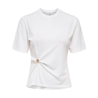 Only T-Shirts, female, Beige, Size: XS Short Sleeve Round Neck T-Shirt