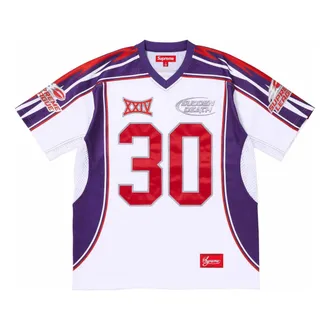 SUPREME Sudden Death Football Jersey White Purple Red SUP-SS24-177