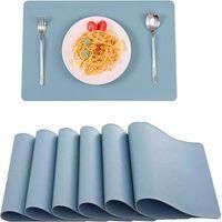 OEM Manteles Individuales De Cuero (gris Azulado), Juego De 6 Manteles Individuales Rectangulares Lavables E Impermeables, Resistentes Al Calor, 45 &times; 30 C