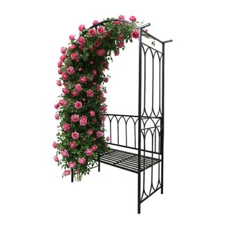Relaxdays Relaxdays Arco Para Rosales Con Banco, Arco Para Jard&iacute;n, 210 X 134 X 48 Cm, Soporte Para Trepadoras, Metal, Negro