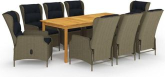 vidaXL Juego De Comedor De Jard&iacute;n De 9 Piezas Marr&oacute;n Vidaxl