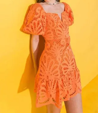Flying Tomato Womens Lace Mini Dress In Orange