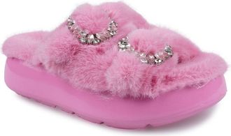 Ziginy Fly Faux Fur Platform Slide Sandal in Pink at Nordstrom, Size 10
