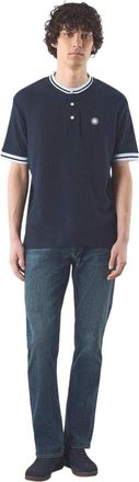 Pretty Green Heren T-shirt met grootvaderskraag van Cressa (Marine)