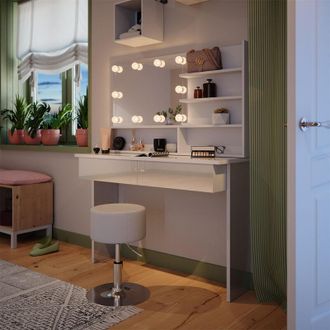 Vicco Tocador Azur, Blanco, 120 Cm Con Iluminaci&oacute;n Led Y Taburete, Vicco