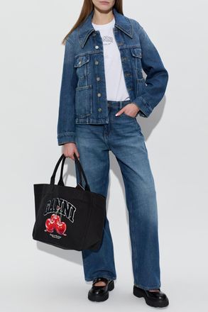 Ganni Denim Jacket With Pockets, Womens, Blue