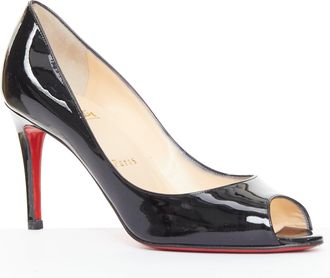 Christian Louboutin You You black patent leather peep toe heels