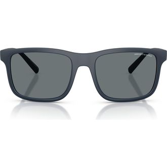 A|X Armani Exchange 57mm Rectangular Sunglasses in Matte Navy Blue/dark Blue at Nordstrom
