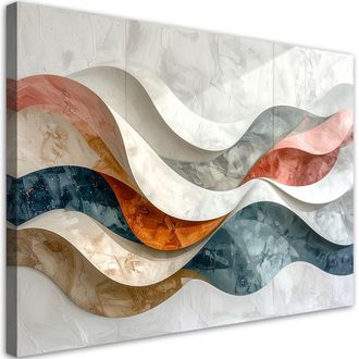 Feeby Cuadro Sobre Lienzo, Olas Abstractas Imitaci&oacute;n De Pintura, 120x80