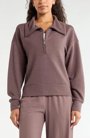 Zella Ottoman Half Zip Pullover in Grey Plum at Nordstrom, Size X-Large