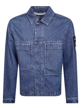 Stone Island Indigo Blue Denim Biker Jacket