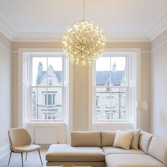 CGC Lighting Fawkes Warm White Chrome Silver Firework / Starburst Chandelier 80cm in Metallic Silver