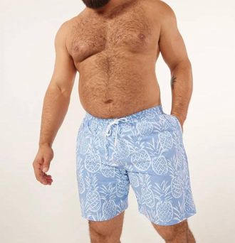 Chubbies Thigh-Napples 7 Swim Trunk In Faded Blue Pineapple