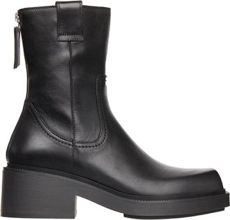 Vic Mati&eacute; Pampas Leren Enkellaars - Dames - Laarzen met Hak - Zwart - 41 EU - Leer - Schoenen