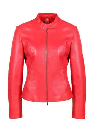 Freaky Nation Lederjacke FREAKY NATION Smoothly-FN, Damen, Gr. M (38), rot, Oberstoff: 100% Leder; Futter: 100% Baumwolle, normal, Jacken Lederjacke