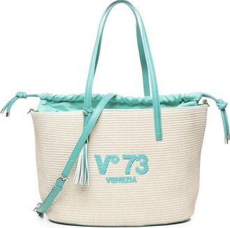 V&deg; 73 Stro Effect Tote Tas met Logo - Dames - Shoppers - Beige - ONE Size - Tassen