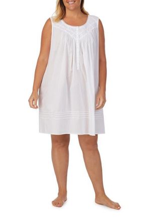 Eileen West Sleeveless Cotton Short Nightgown in White at Nordstrom, Size 2X