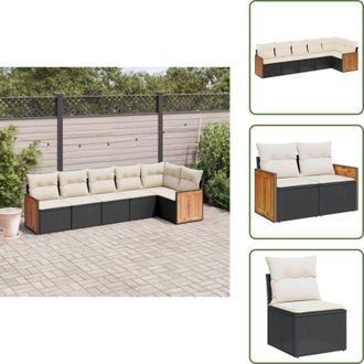 vidaXL Rattan PE - vidaXL Set Divano da Giardino 6 pz con Cuscini Nero in Polyrattan - Seduta da esterno