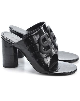 Balenciaga Croc-Embossed Leather Slide
