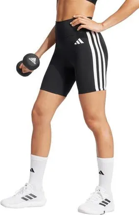 adidas Essentials 3-Stripes Performance Bike Shorts in Black/White at Nordstrom Rack, Size X-Small 7