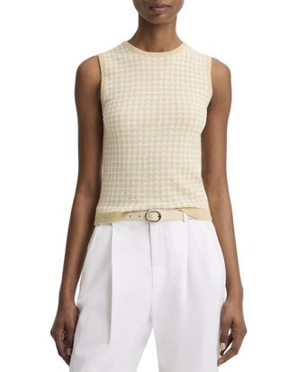 Vince Gingham Wool-Blend Tank