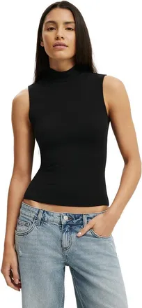 Cotton On Womens Mock Neck Tank in Black at Nordstrom, Size Xxx-Small