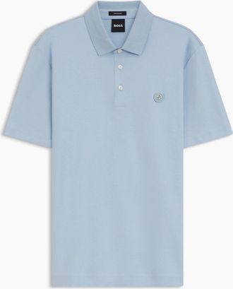 HUGO BOSS Mens BOSS Black C Parris 01 Polo Shirt S1-26 450 Light Pastel Blue - Size: 44