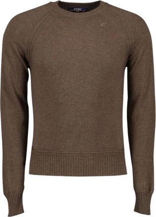 K-Way Sebas Sweater - Heren - Ronde hals truien - Bruin - S - Wol - Truien & Vesten